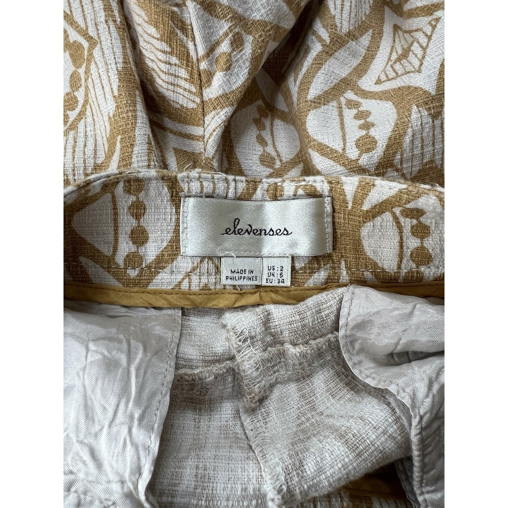 Anthropologie Elevenses Women's Tiled Tide Shorts Golden Mustard Geometric Sz 2 - Picture 7 of 9